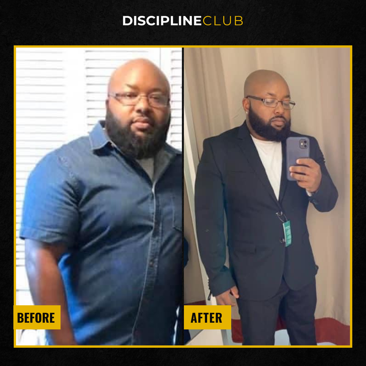 Discipline Club client Corey, down 60 lbs in 5 months