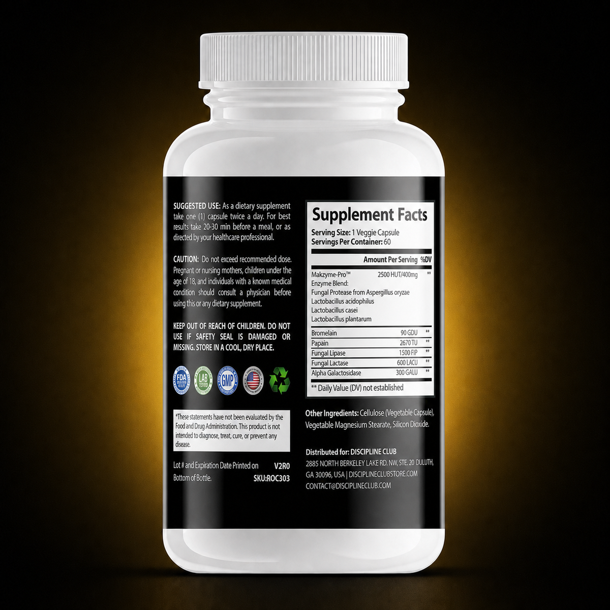 Discipline Club Digestive Enzymes — label information