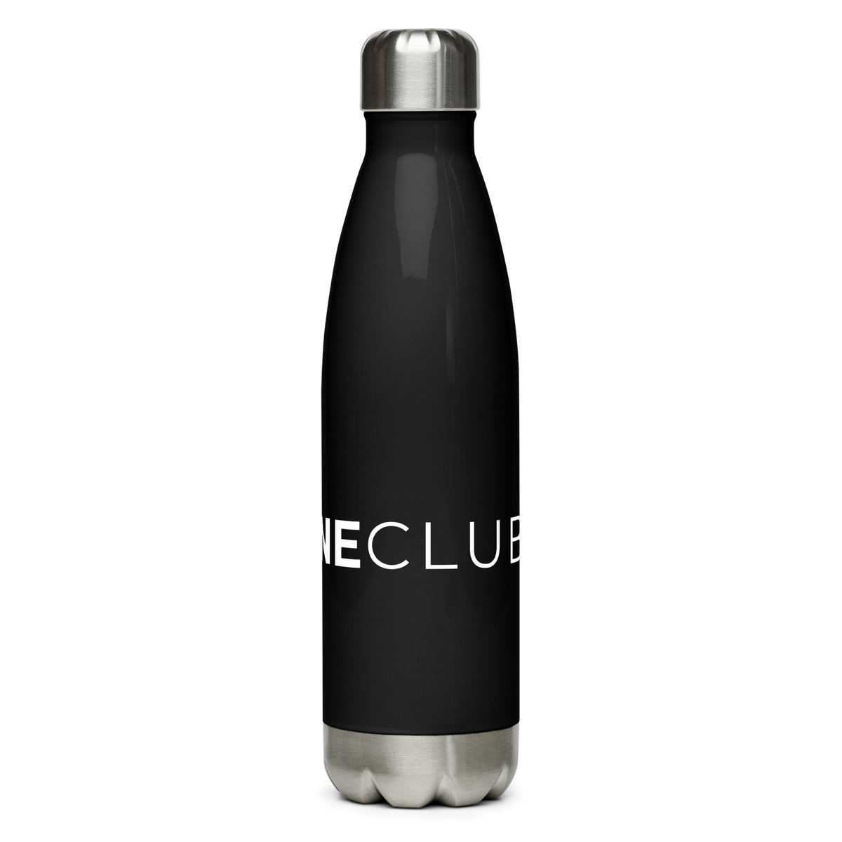Discipline Club water bottle, back view