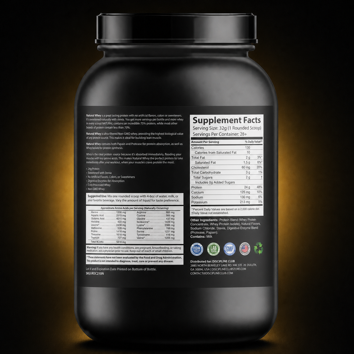 Discipline Club Natural Whey — label information