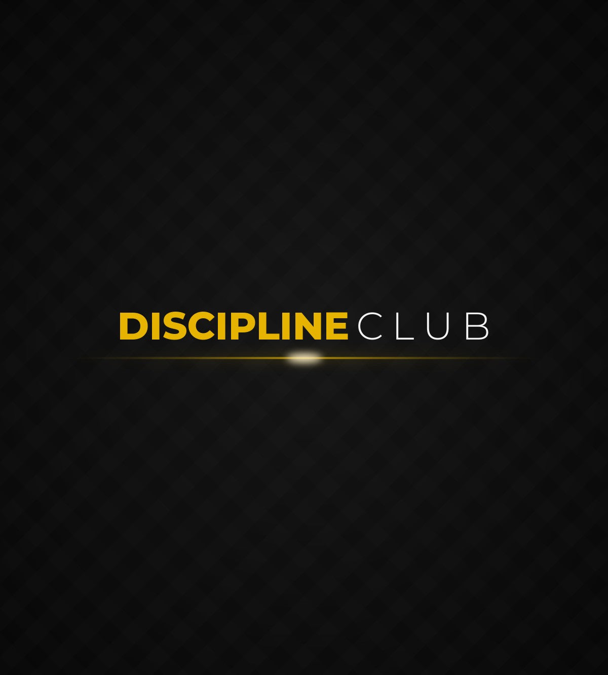 Discipline Club wordmark, gold DISCIPLINE and white CLUB on black