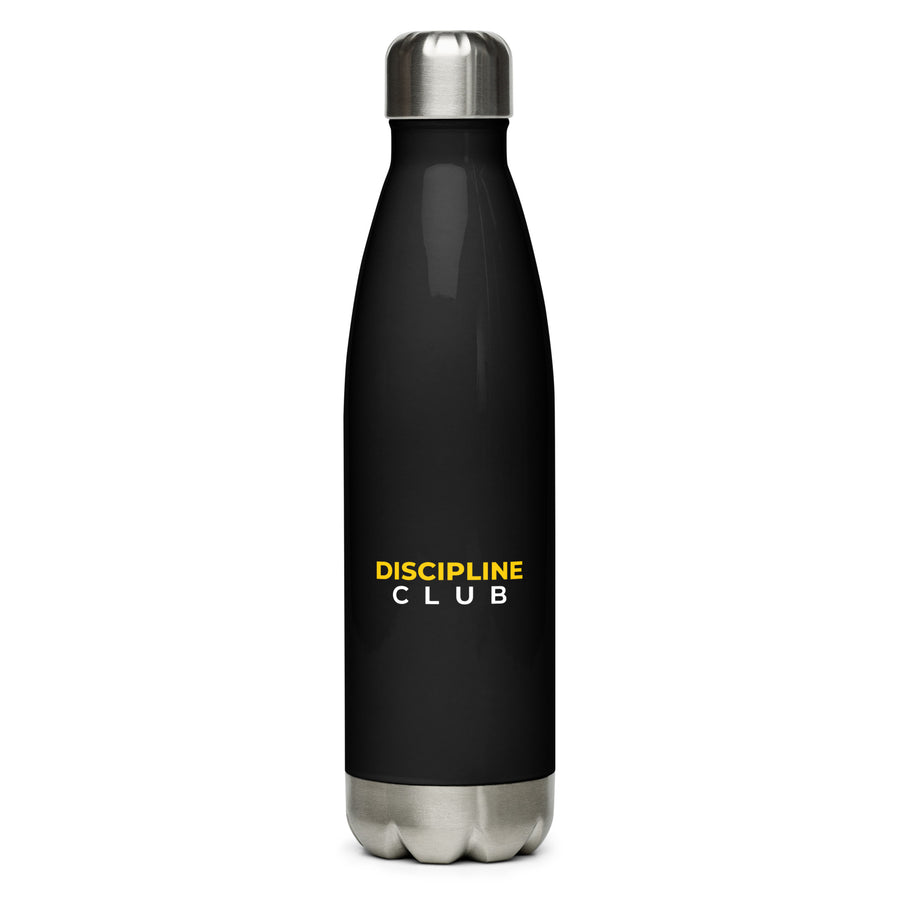 Discipline Club Stainless Steel Water Bottle in black, front