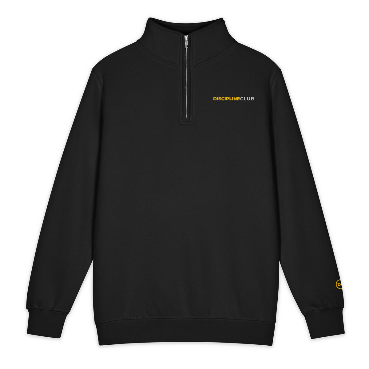 Discipline Club Quarter Zip in black, front